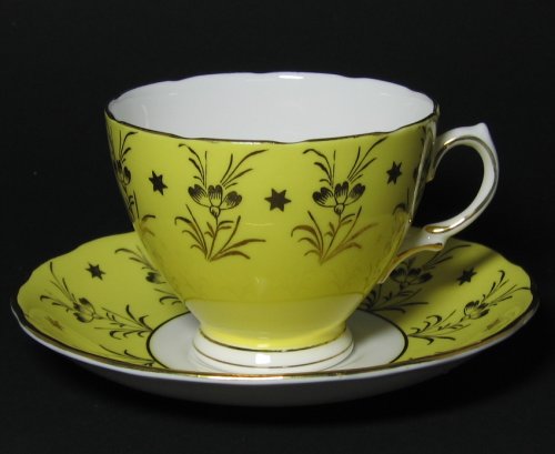 Vintage Colclough Yellow Gilt Tea Cup and Saucer
