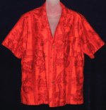 Hawaiian Shirt Red Metallic Design