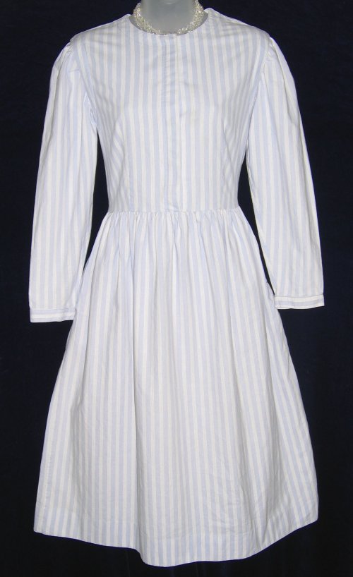 Laura Ashley Blue White Striped Cotton Dress