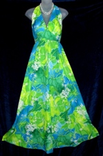 Hukilau Blue Green Halter Dress