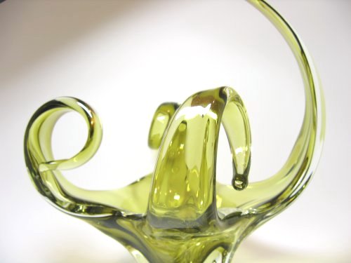 Chalet Olive Green Art Glass Rare