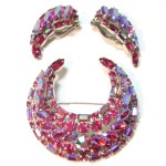 Fuchsia Necklace Brooch and Earrings Set