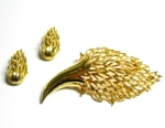 Coro Leaf Brooch and Earrings