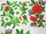 Poinsettias Holly Apple Blossoms Tablecloth