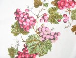 Vintage Linen Tablecloth Pink Grapes