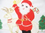 Vintage Santa Sleigh Reindeer Tablecloth