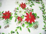Poinsettia Holly Pine Cones Christmas Tablecloth