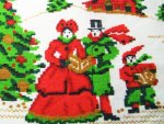 Vintage Tablecloth Faux Needlepoint Carolers