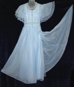 Vintage Blue Chiffon Peignoir Butterfly Wing