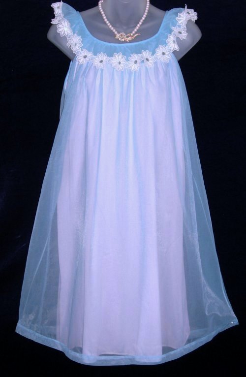 Vanity Fair Nightgown Blue Pink Babydoll